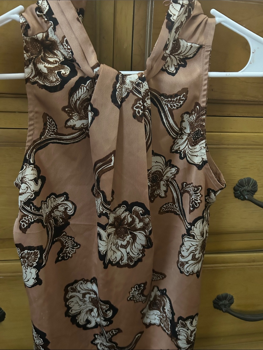 Express Dusty Rose Floral Tie-Neck Sleeveless Dress